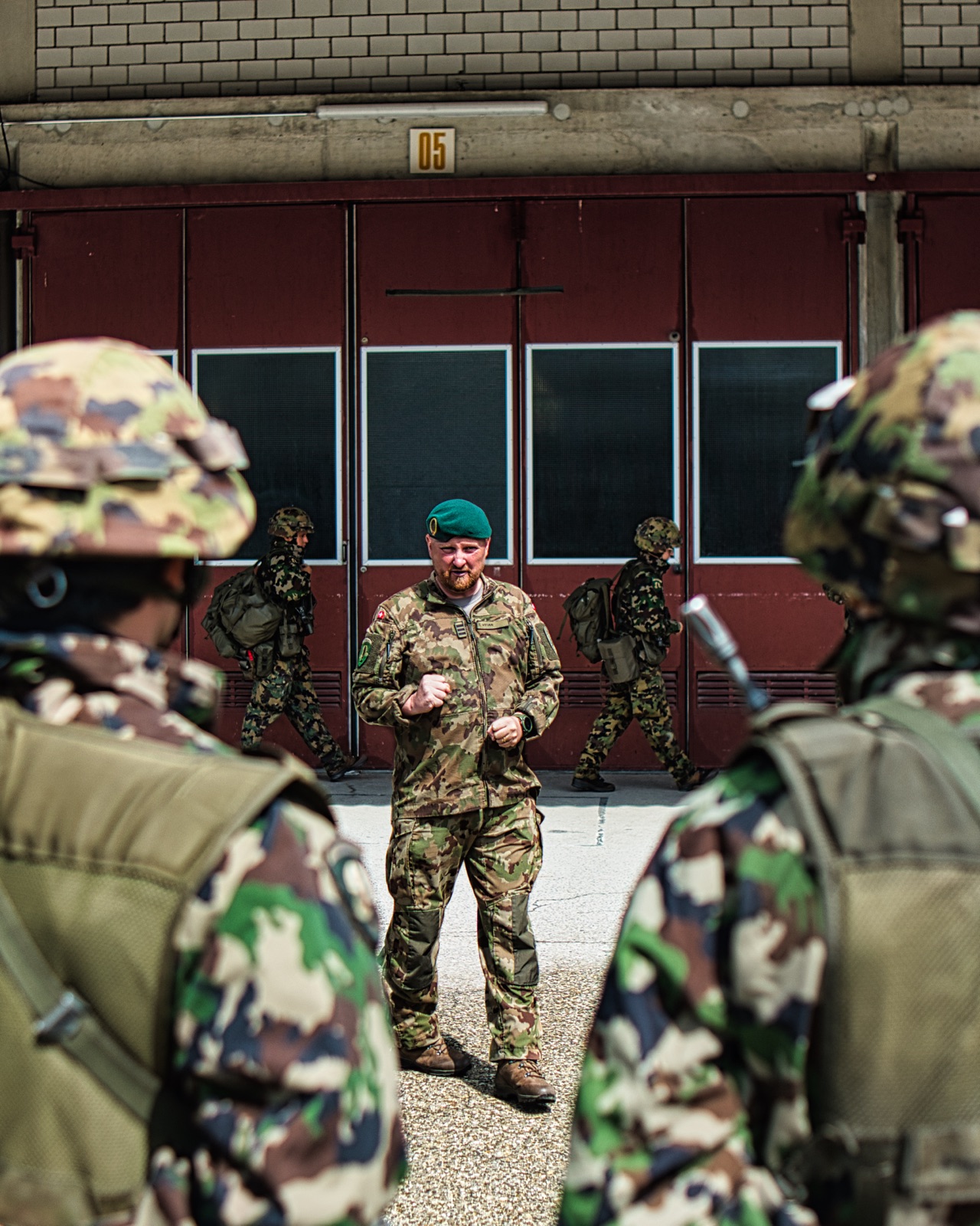 Troop briefing outside the barracks